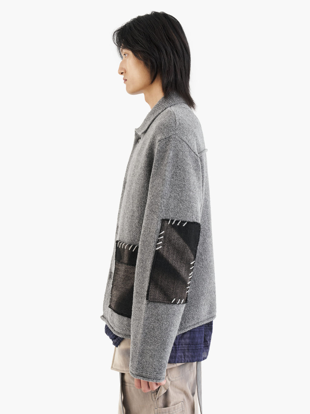 Jiyong Kim - Sun-Bleached Pocket Knit Cardigan (Grey) product image 2 | TRAB K-Fashion Australia