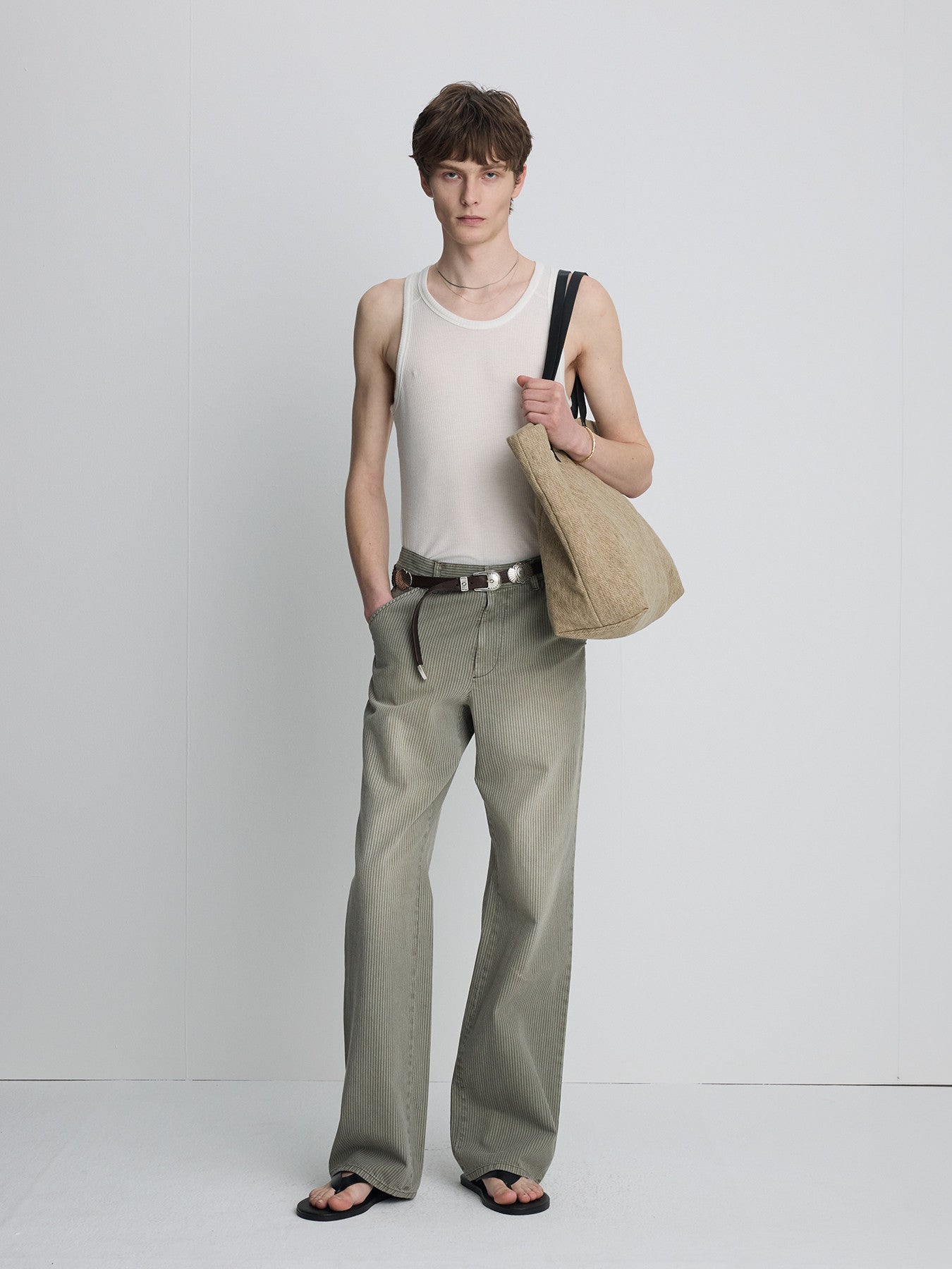 Tonywack - Silk Lyocell Rib Tank Top Japanese Fabric (White) product image 1 | TRAB K-Fashion Australia