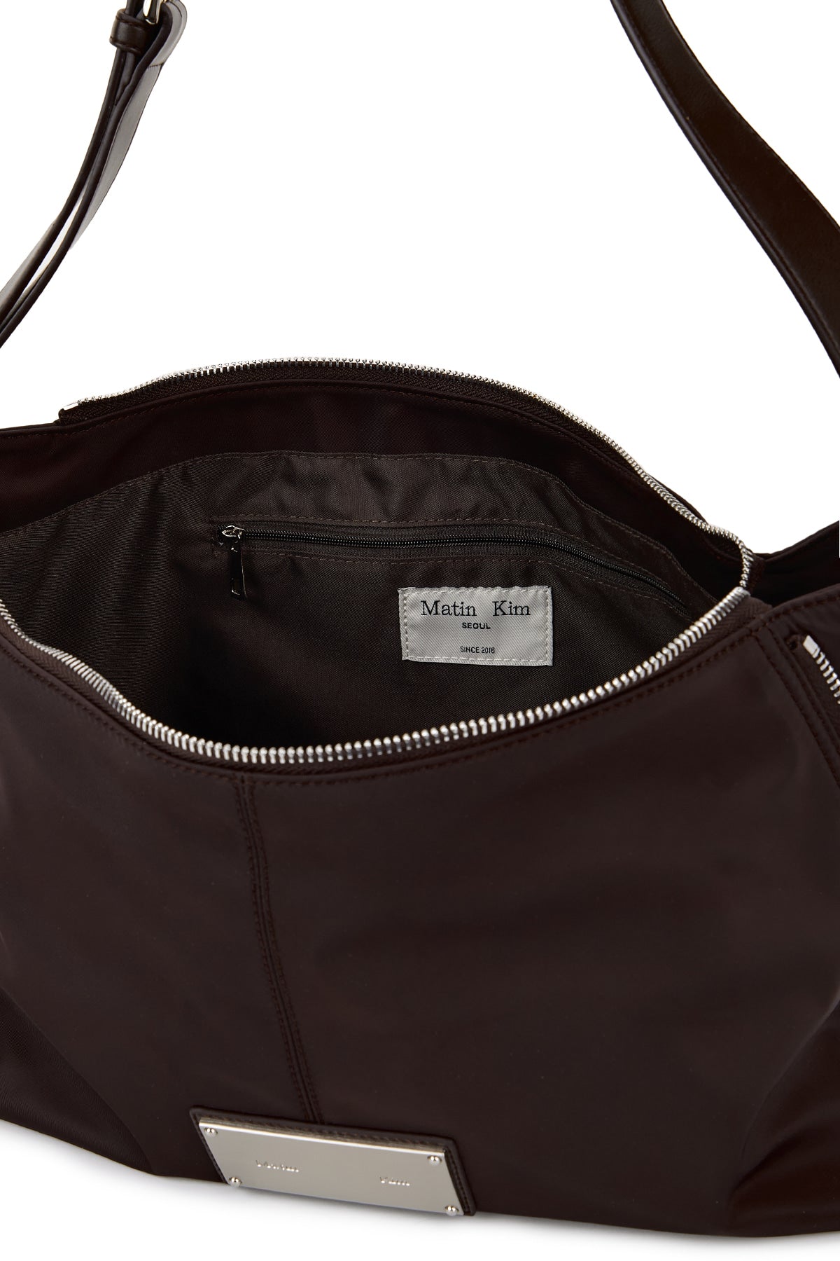 Matin Kim - Side Zipper Fabric Shoulder Bag (Brown) product image 4 | TRAB K-Fashion Australia