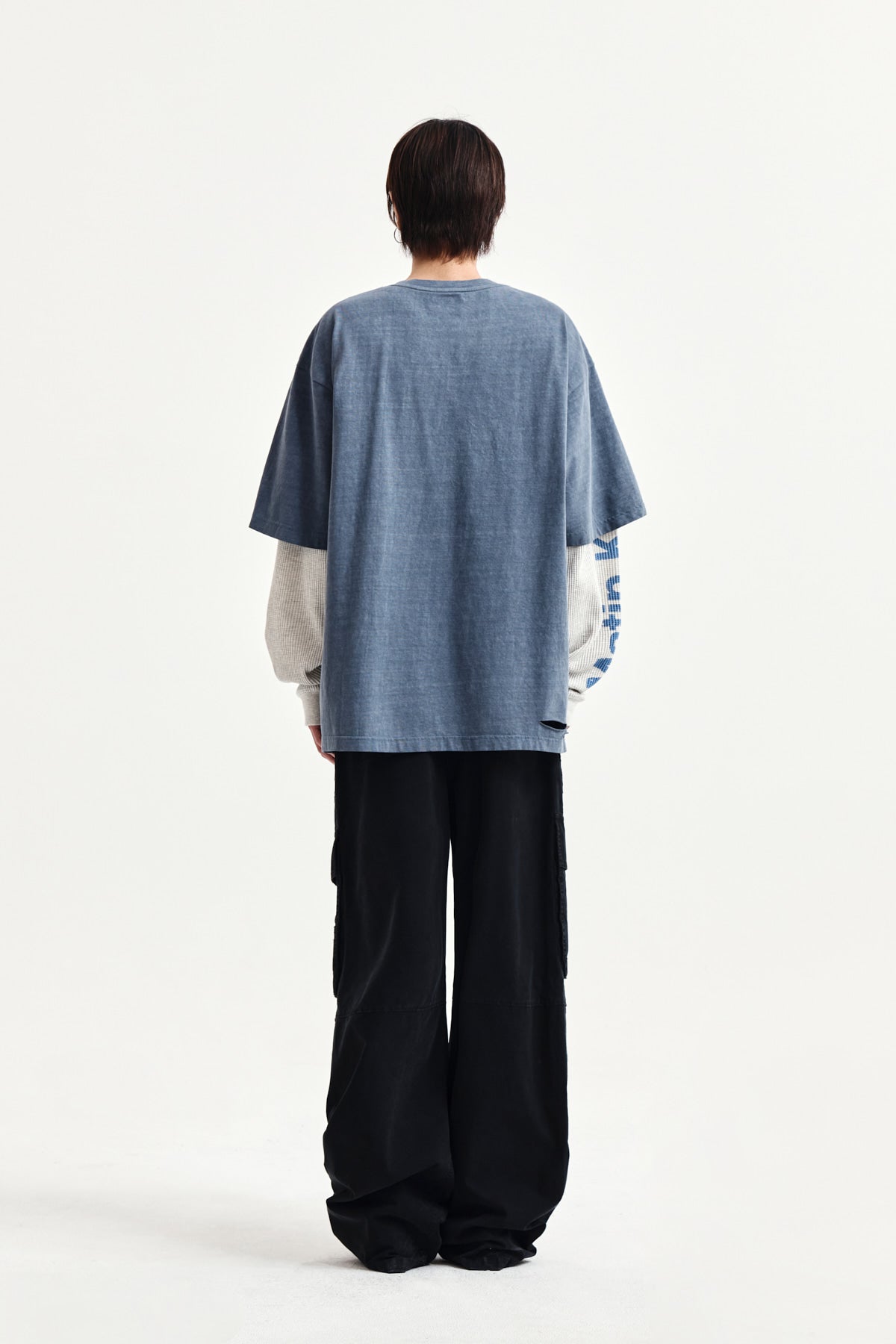 Matin Kim - Distressed Logo Top (Smoke Blue) product image 7 | TRAB K-Fashion Australia