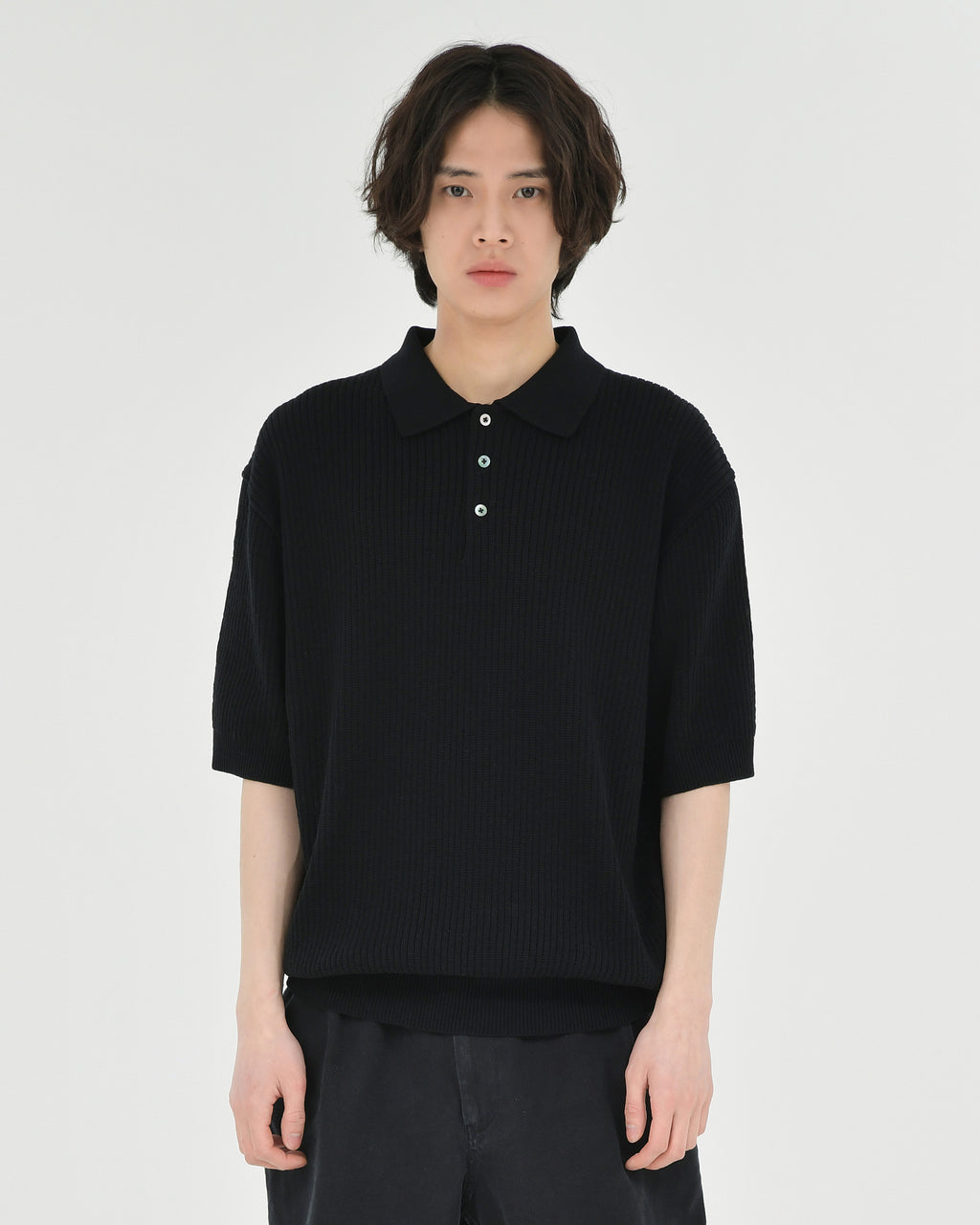 Brownyard - Knit Polo Shirt (Black) product image 1 | TRAB K-Fashion Australia