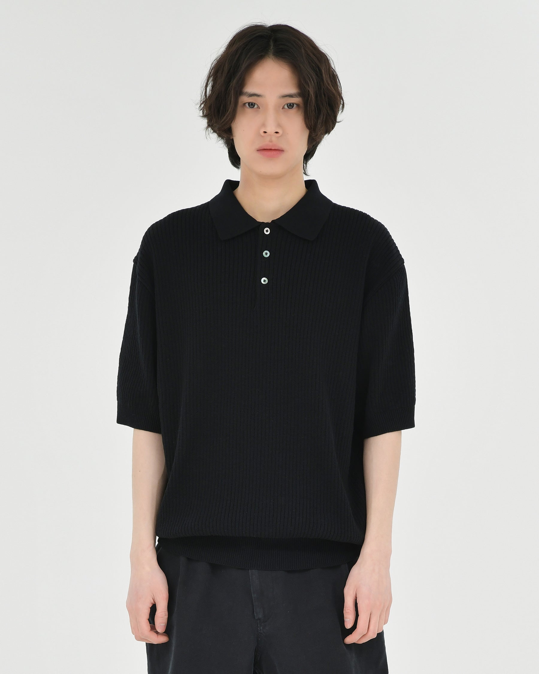 Brownyard - Knit Polo Shirt (Black) product image 1 | TRAB K-Fashion Australia