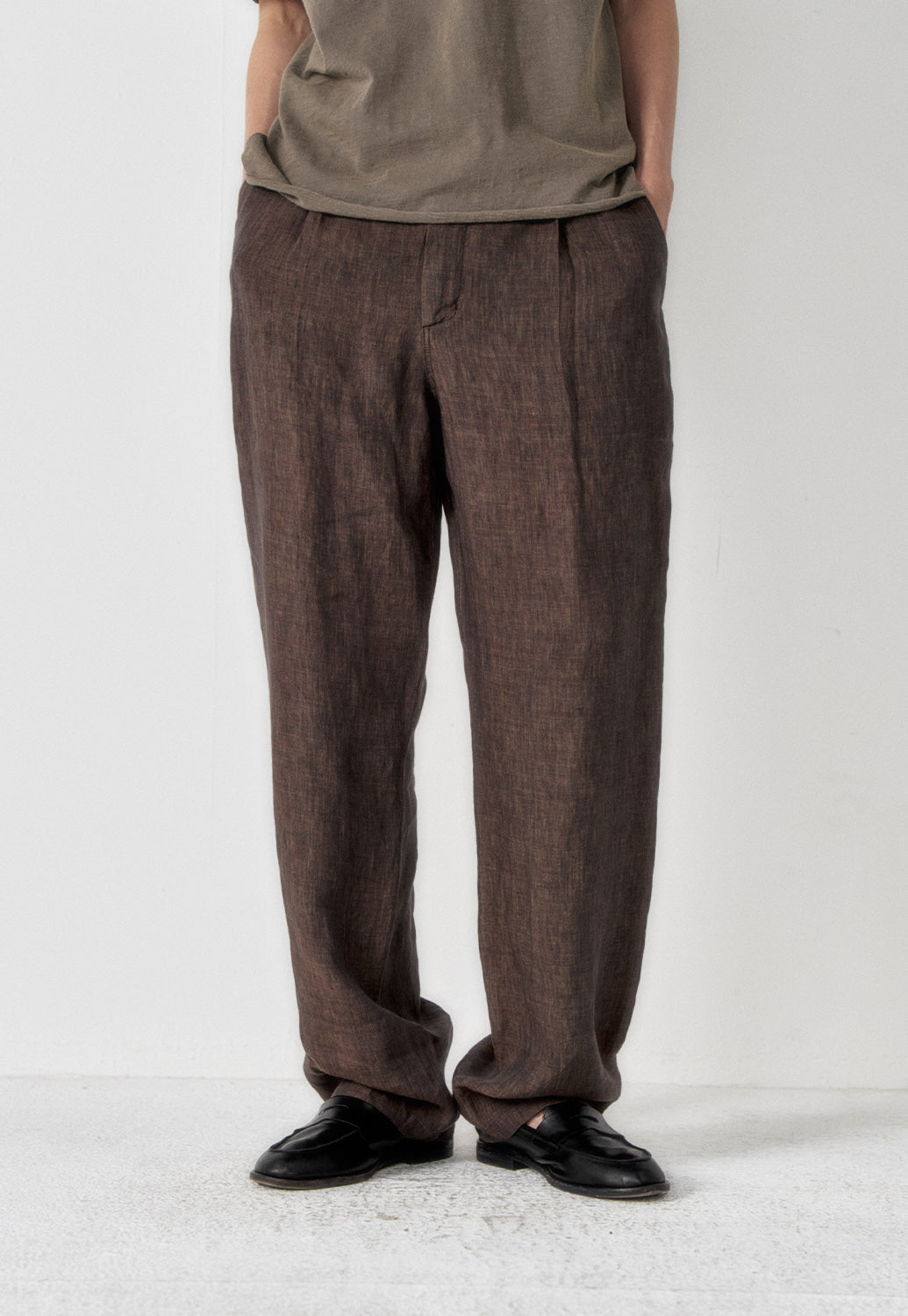 Art if acts - Linen One Tuck Pants (Wood) product image 4 | TRAB K-Fashion Australia