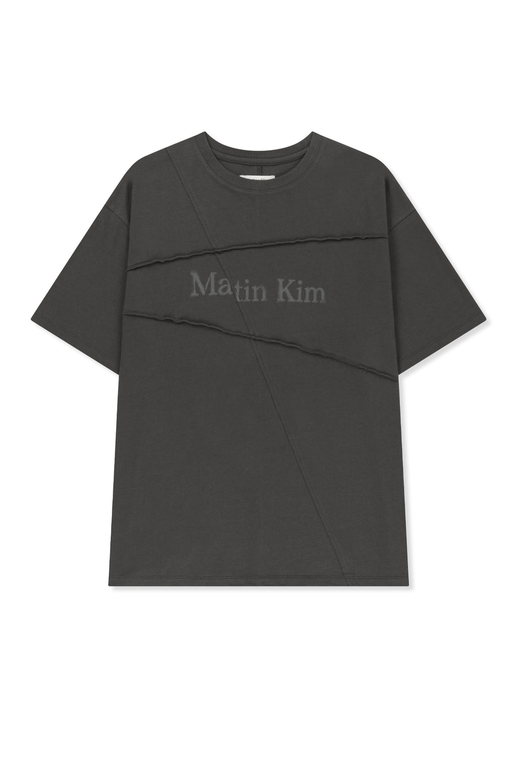Matin Kim - Diagonal Cut Logo Top (Charcoal) product image 1 | TRAB K-Fashion Australia