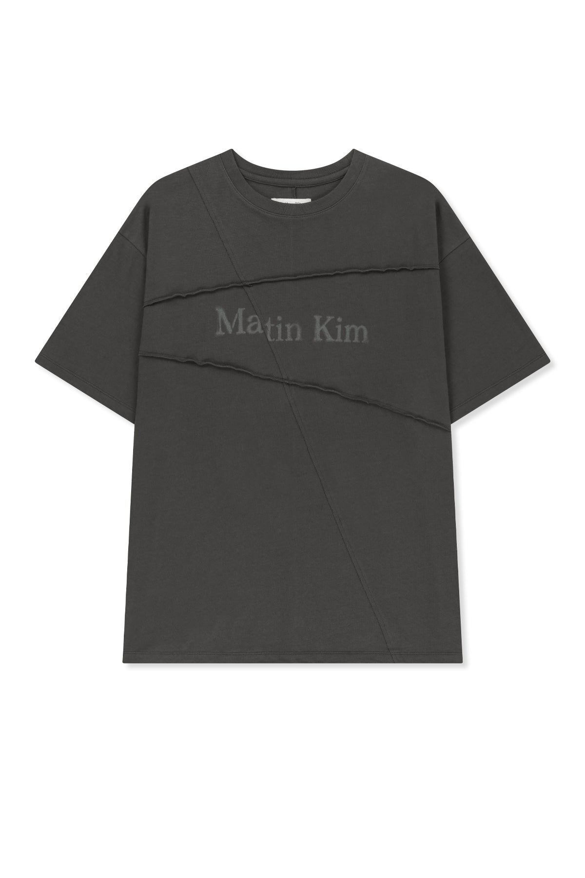 Matin Kim - Diagonal Cut Logo Top (Charcoal) product image 1 | TRAB K-Fashion Australia