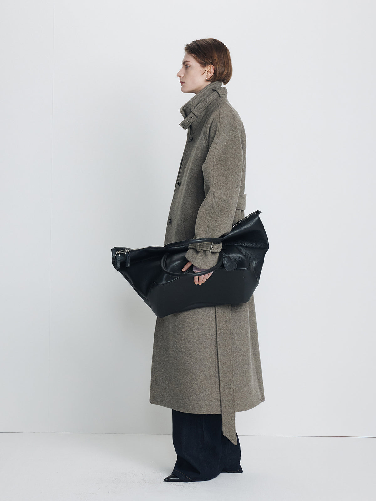 Tonywack - High-Neck Belted Wool Coat (Heather Grey) product image 2 | TRAB K-Fashion Australia