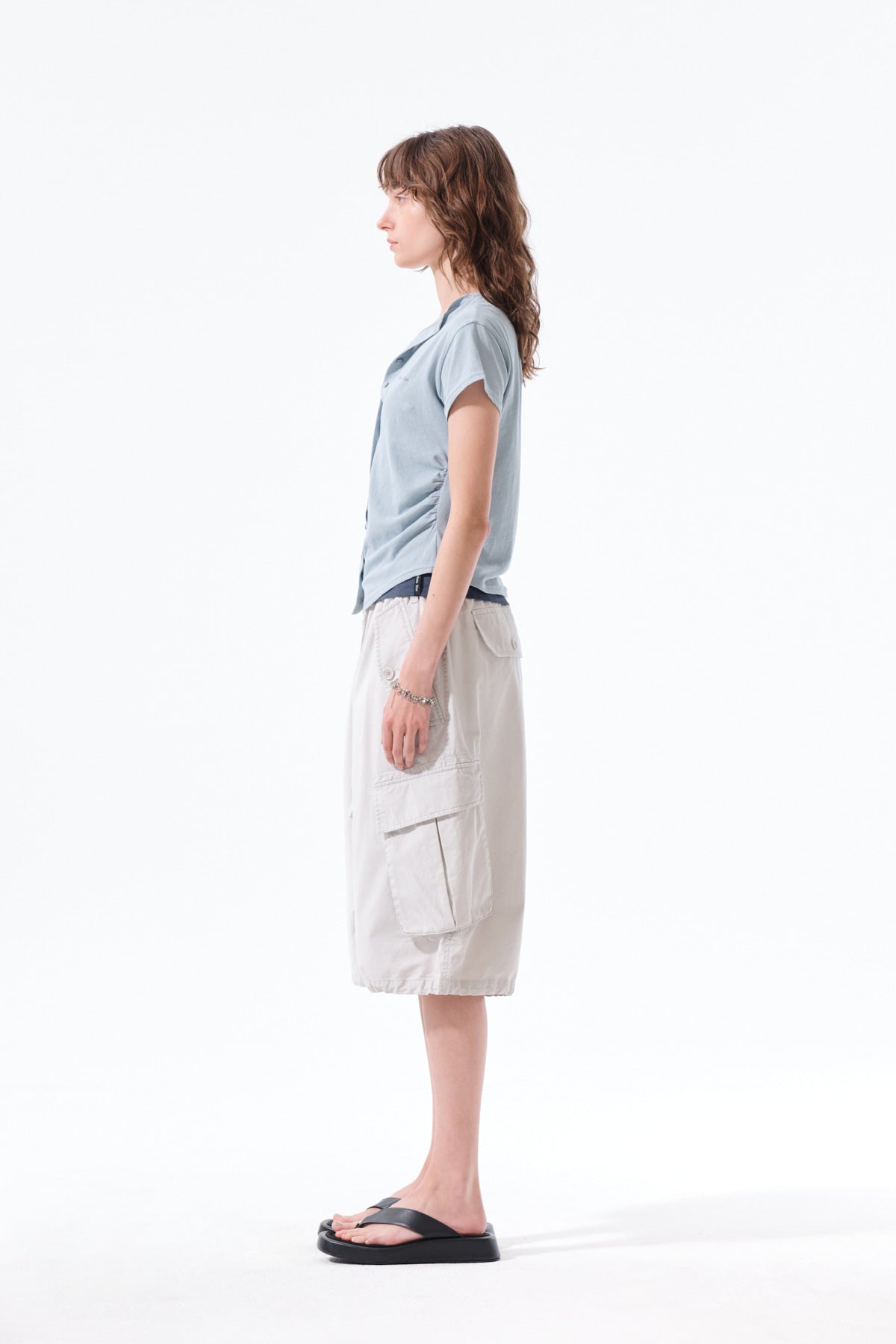 Matin Kim - Side Shirring Button Top (Light Blue) product image 7 | TRAB K-Fashion Australia