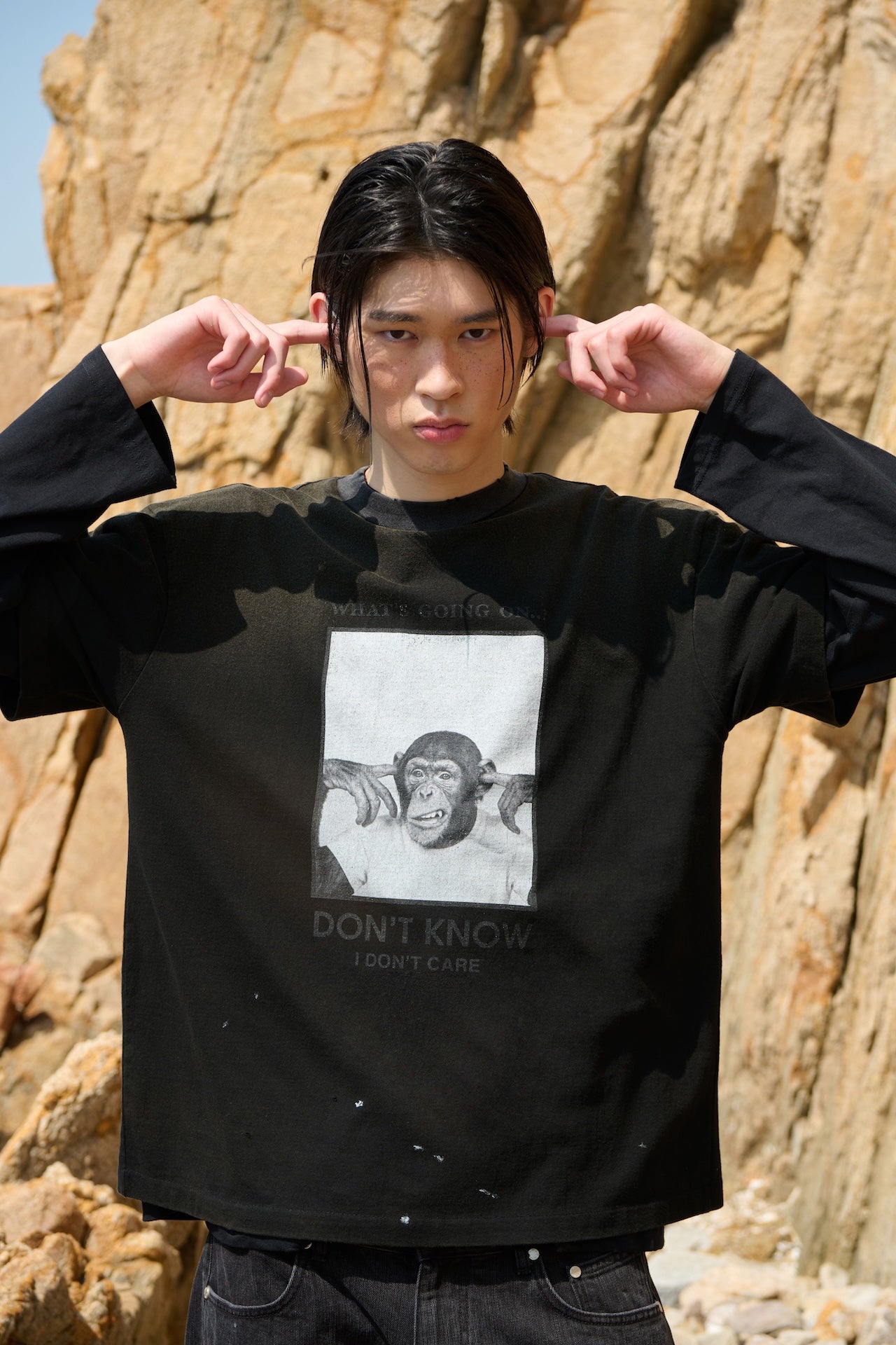 STU - Monkey T-shirt (Black) product image 3 | TRAB K-Fashion Australia