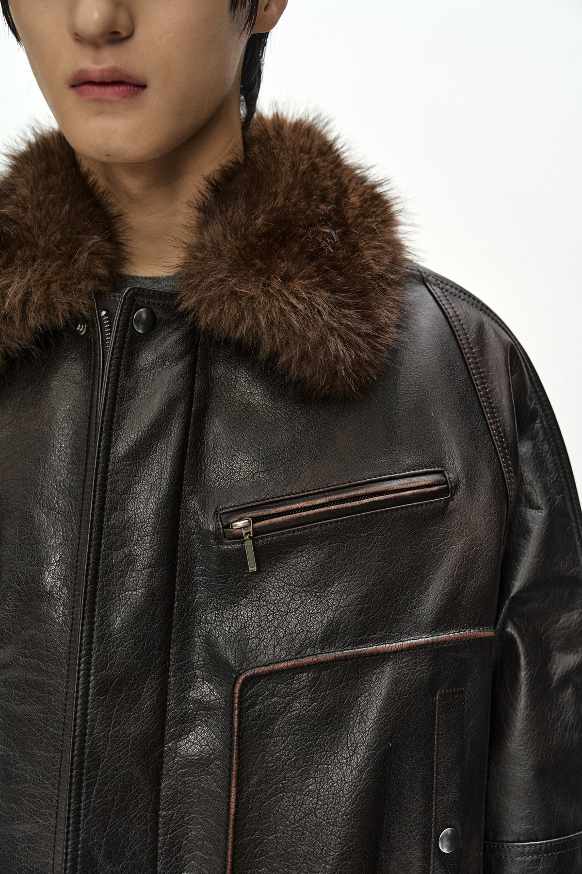Andersson Bell - Buffalo Leather Bomber Jacket (Dark Brown) product image 12 | TRAB K-Fashion Australia