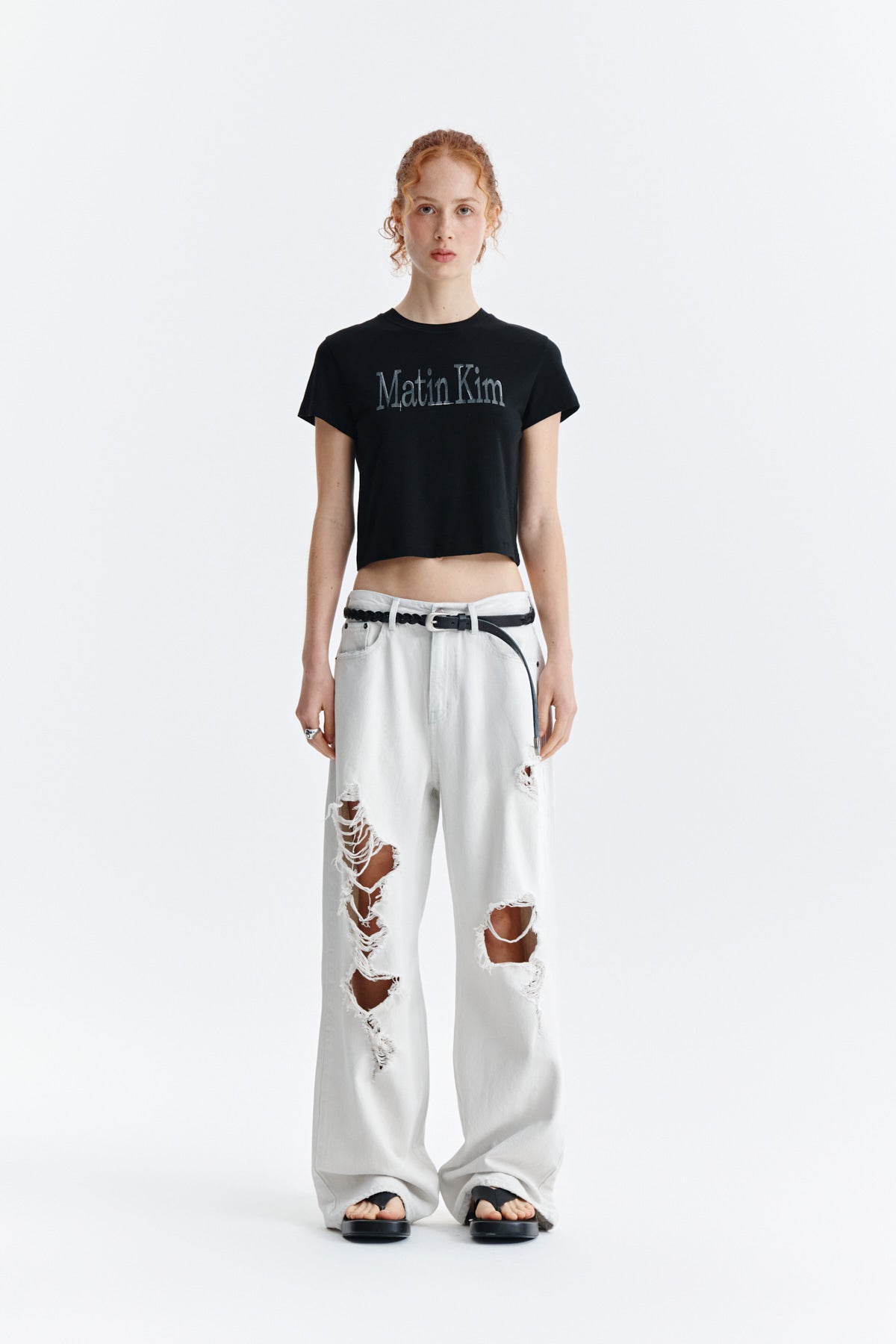 Matin Kim - Pattern Artwork Logo Crop Top (Black) product image 11 | TRAB K-Fashion Australia