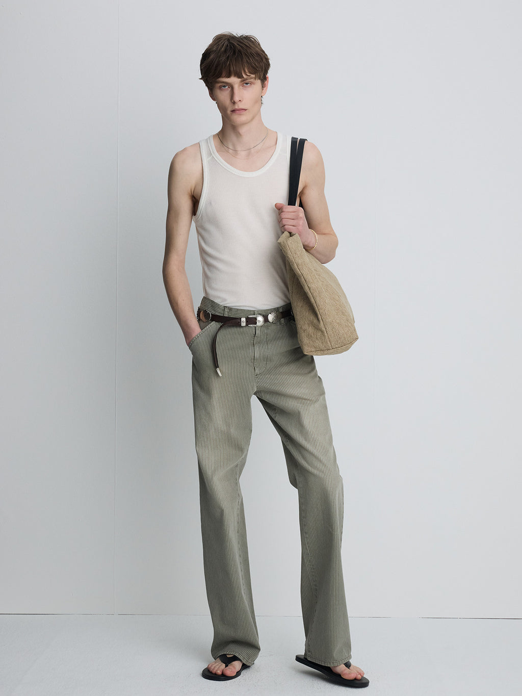 Tonywack - Silk Lyocell Rib Tank Top Japanese Fabric (White) product image 6 | TRAB K-Fashion Australia