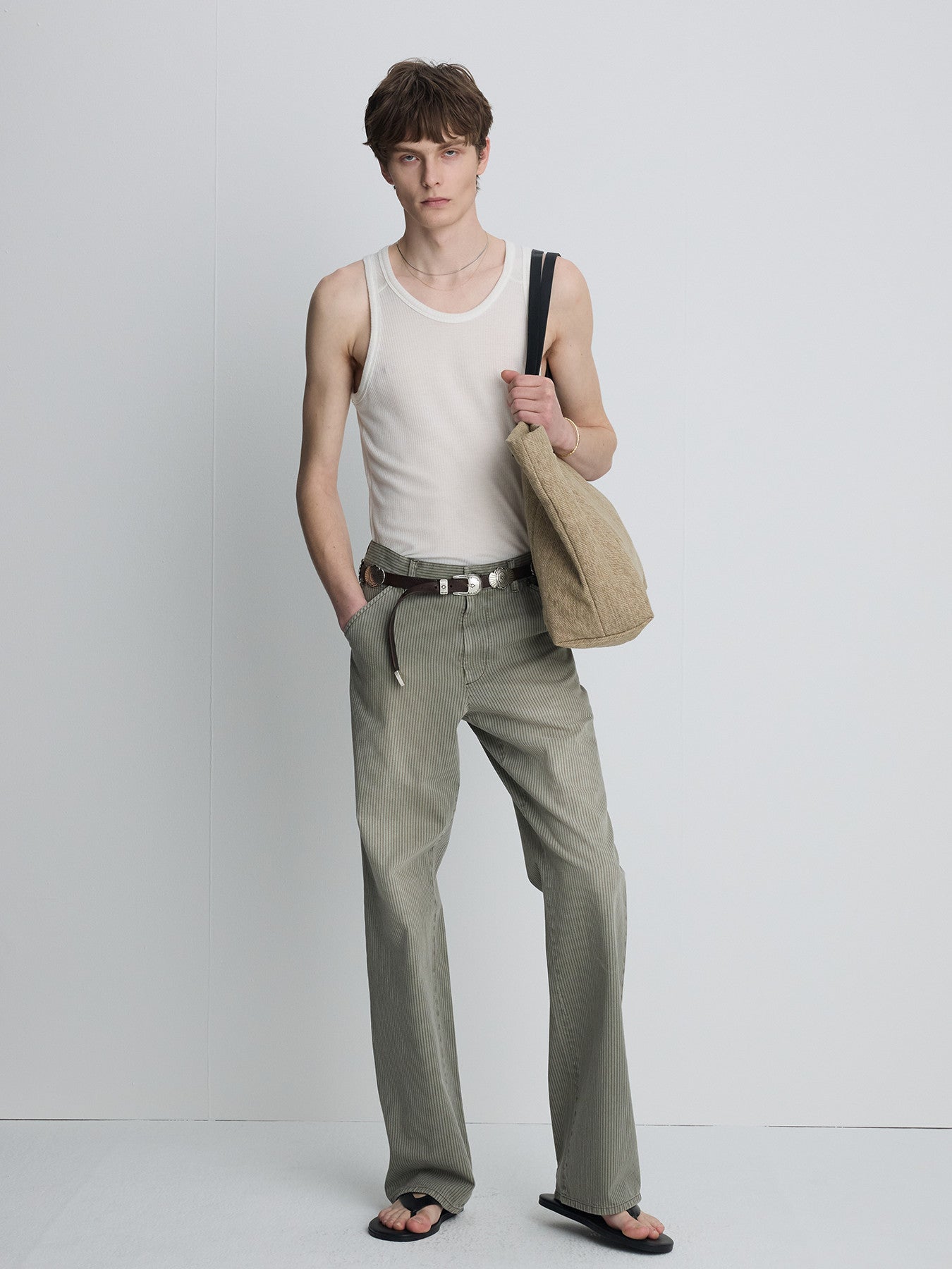 Tonywack - Silk Lyocell Rib Tank Top Japanese Fabric (White) product image 6 | TRAB K-Fashion Australia