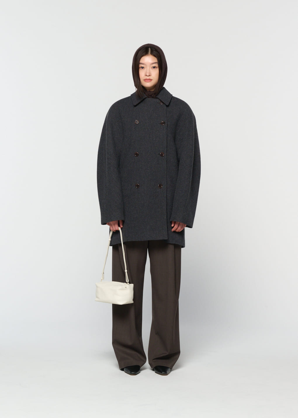 Amomento - rounded half coat (Charcoal) product image 2 | TRAB K-Fashion Australia