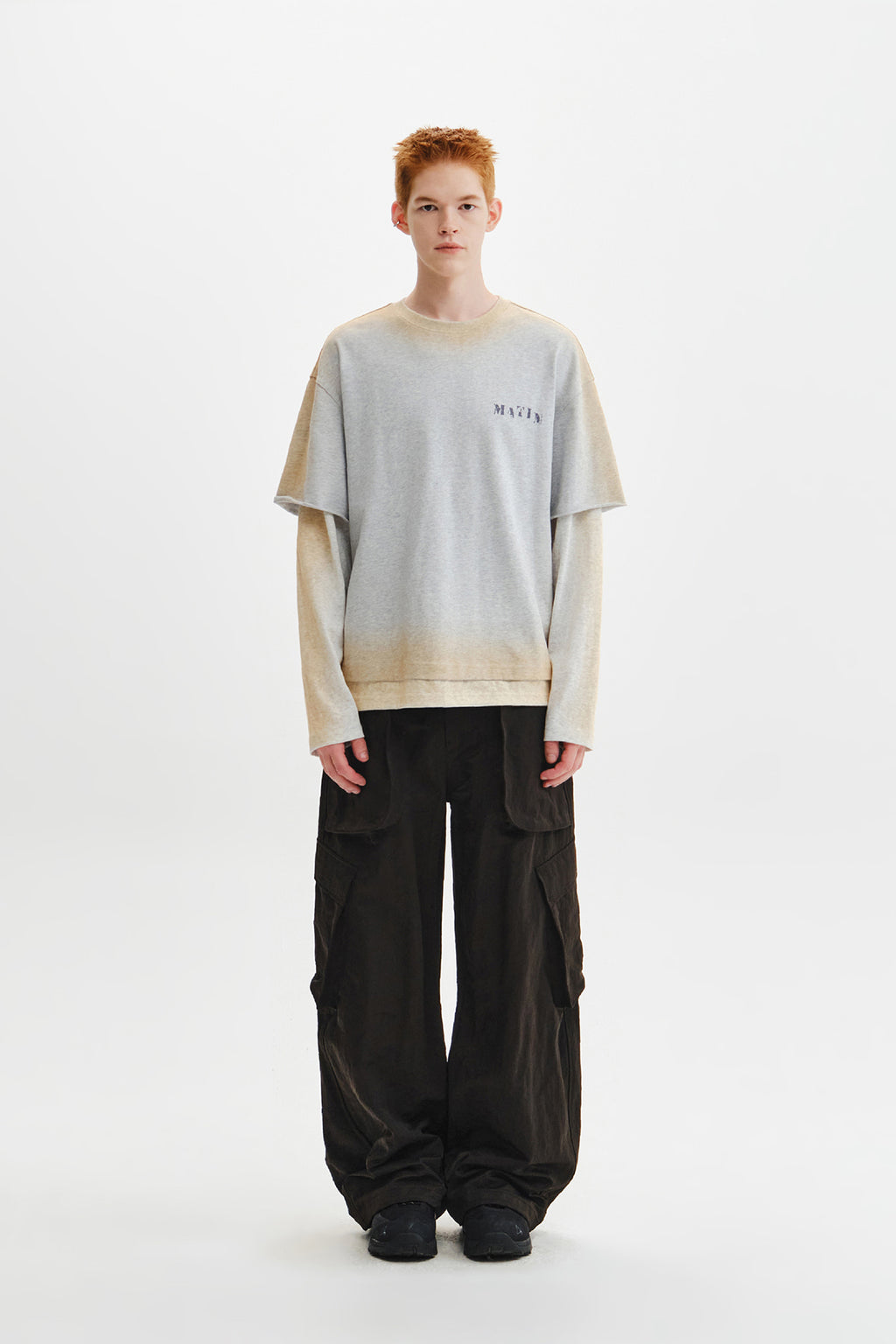 Matin Kim - Dust Washed Logo Layered Top (Grey) product image 8 | TRAB K-Fashion Australia