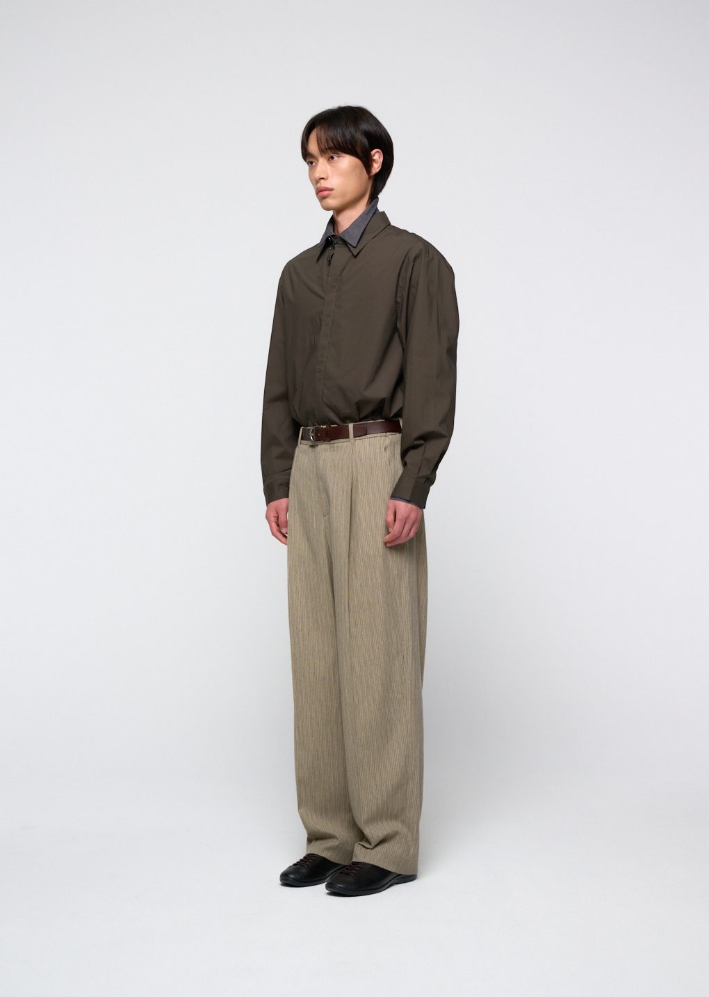 Amomento - Stripe wool straight pants (Beige) product image 3 | TRAB K-Fashion Australia