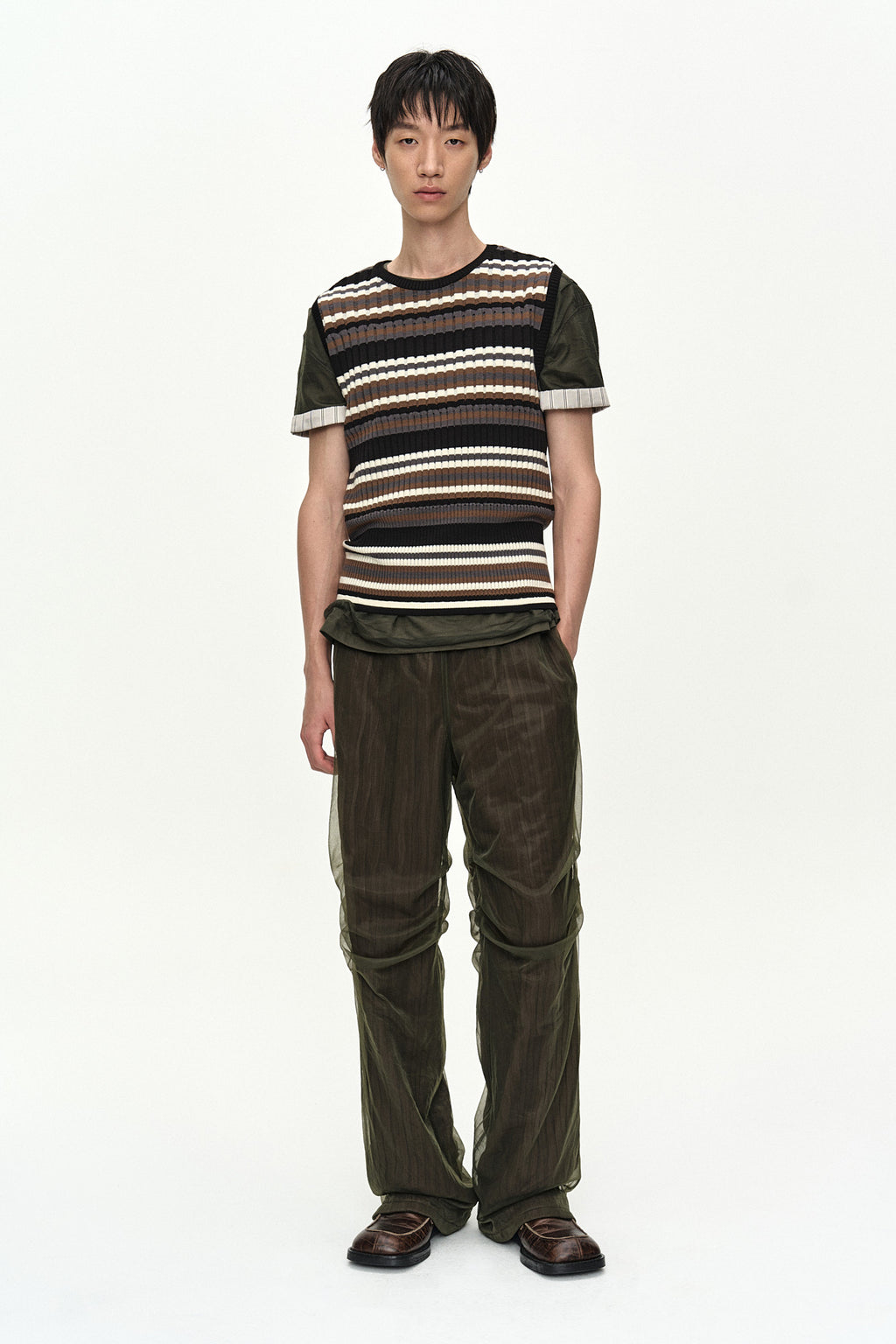 Andersson Bell - Contrast Rib Sleeveless (Black/Grey/Brown) product image 2 | TRAB K-Fashion Australia