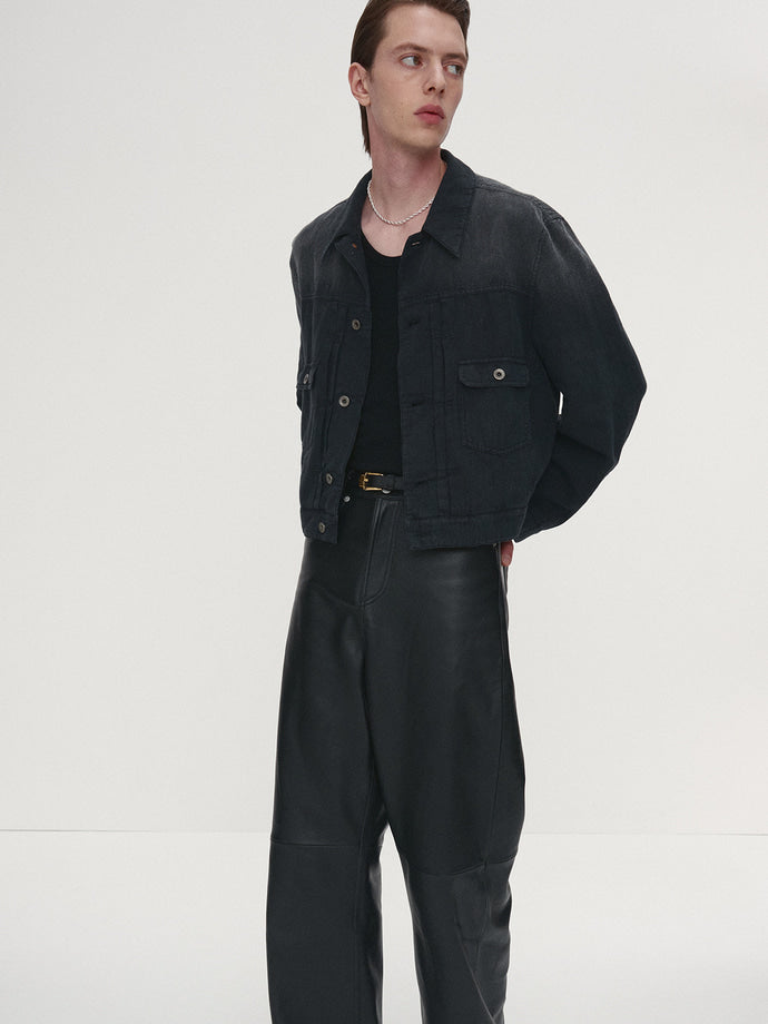 Tonywack - Cotton Linen Garment-Dyed Trucker Jacket (Faded Black) product image 5 | TRAB K-Fashion Australia
