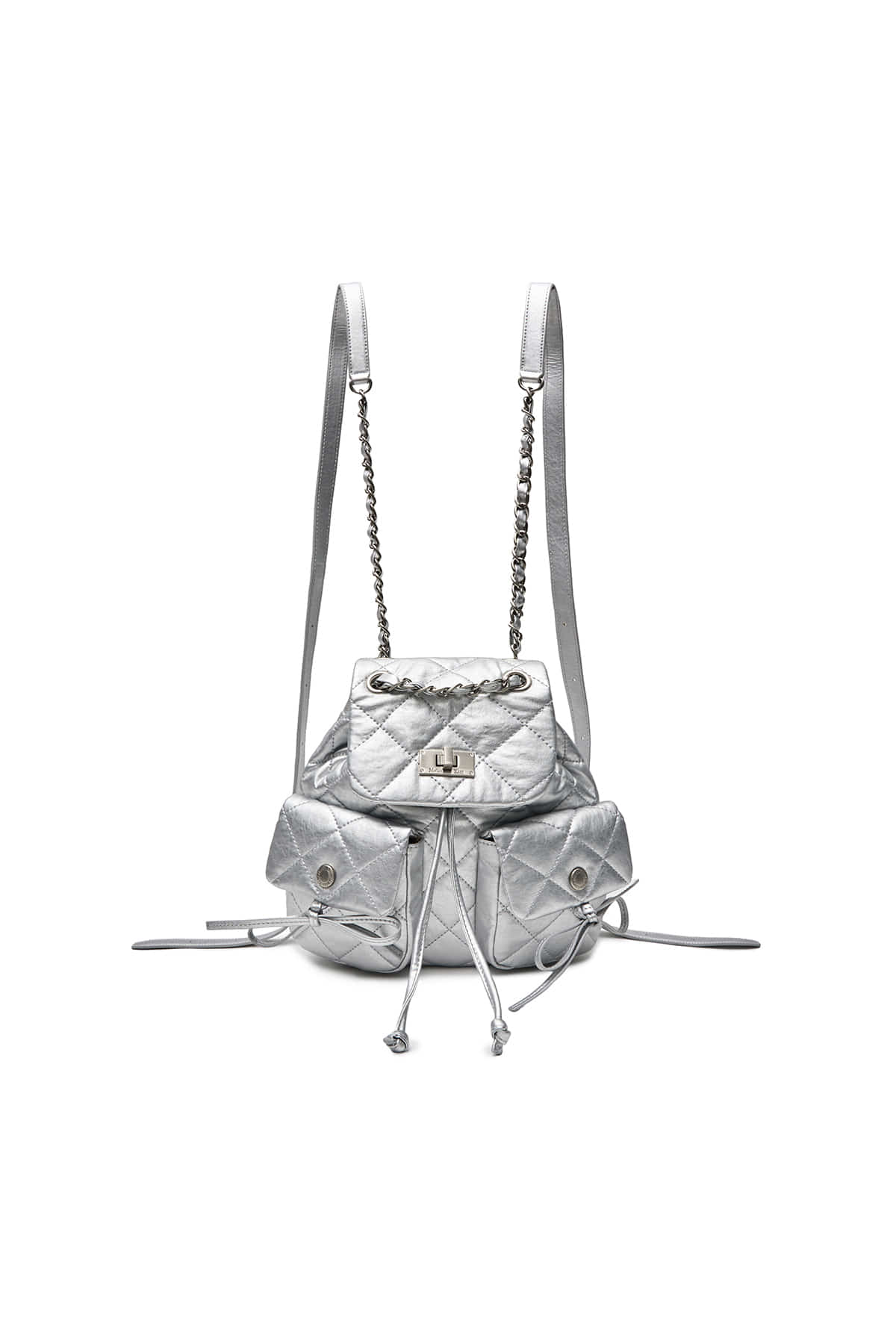 Matin Kim - Double Pocket Quilting Mini Backpack (Silver) product image 1 | TRAB K-Fashion Australia