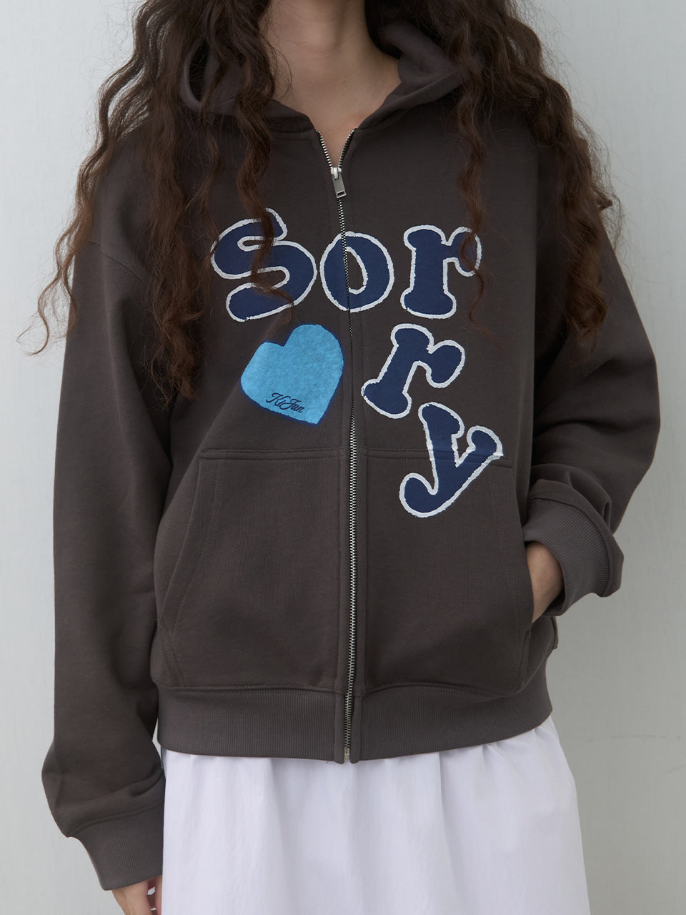 Kijun - SORRY Zip-Up Hoodie (Charcoal) product image 5 | TRAB K-Fashion Australia