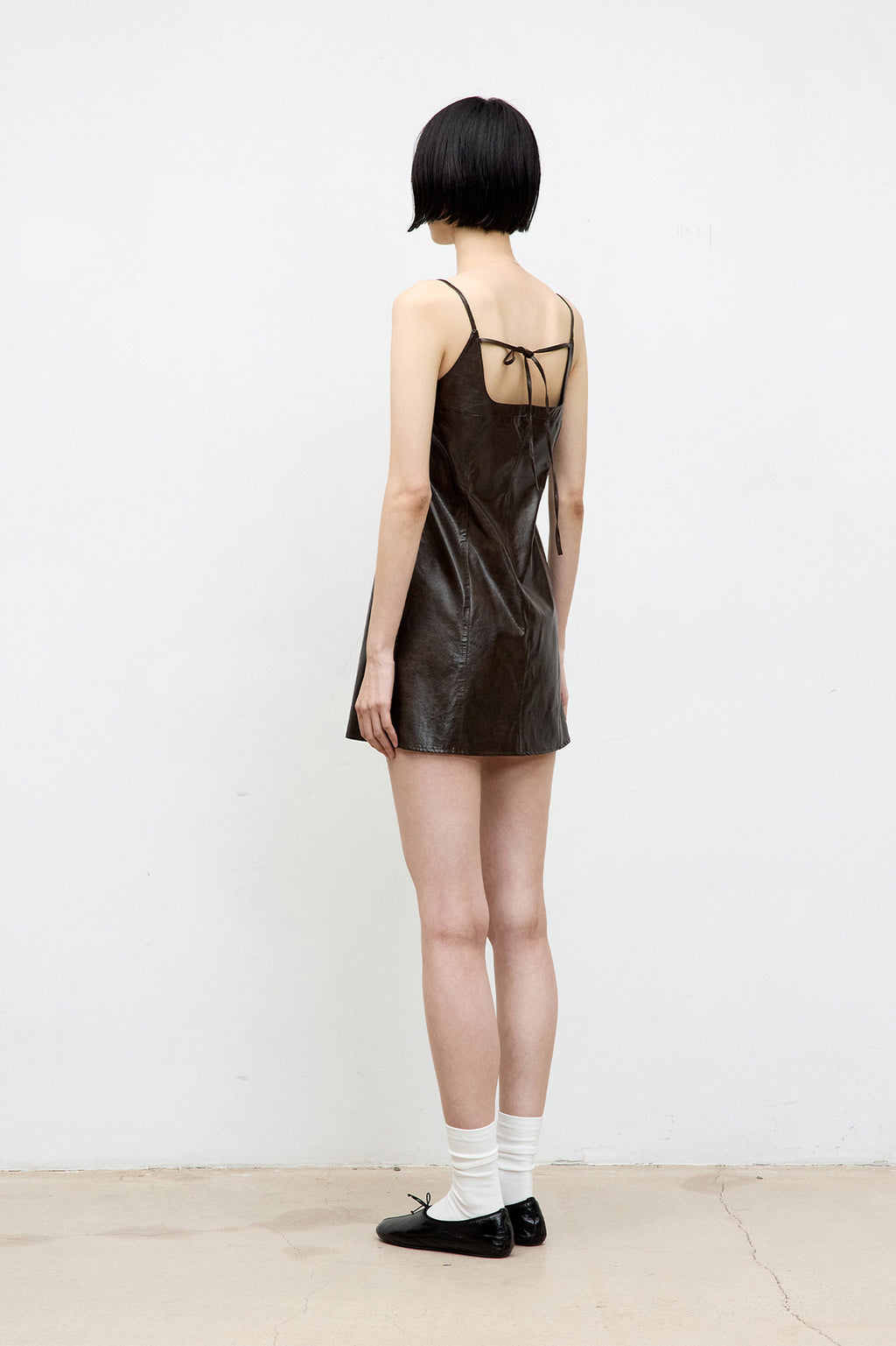 Coor - Fake Leather Back Strap Dress (Brown) product image 4 | TRAB K-Fashion Australia