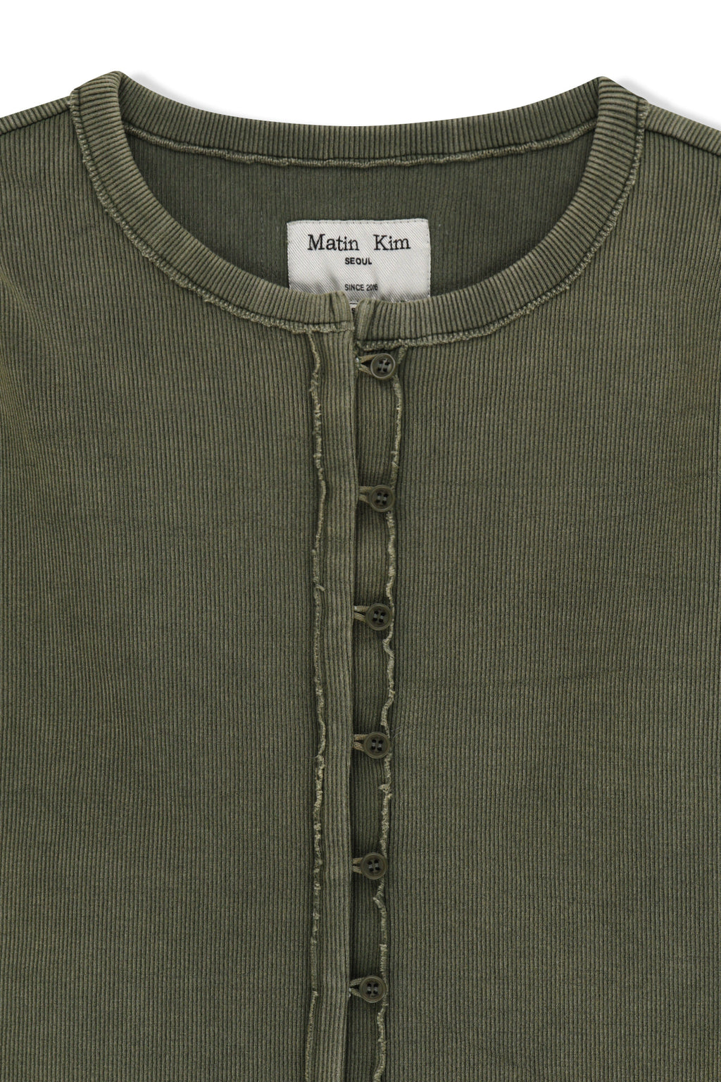 Matin Kim - Washed Rib Button Detail Top (Khaki) product image 3 | TRAB K-Fashion Australia