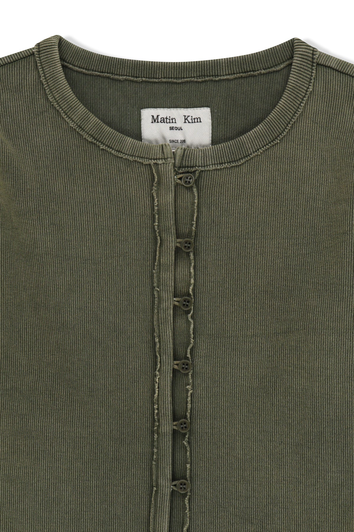 Matin Kim - Washed Rib Button Detail Top (Khaki) product image 3 | TRAB K-Fashion Australia