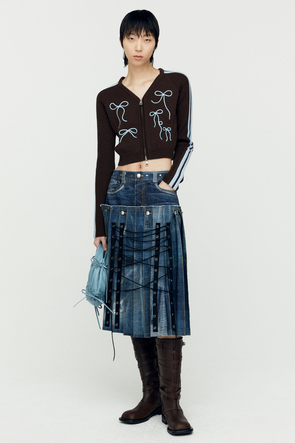 Andersson Bell - Ribbon Embroidery Knit Cardigan (Blue) product image 4 | TRAB K-Fashion Australia