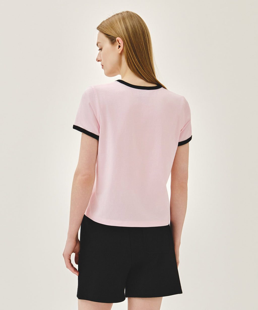 Marithe & Francois Girbaud - Classic Logo Ringer Tee (Light Pink) product image 3 | TRAB K-Fashion Australia