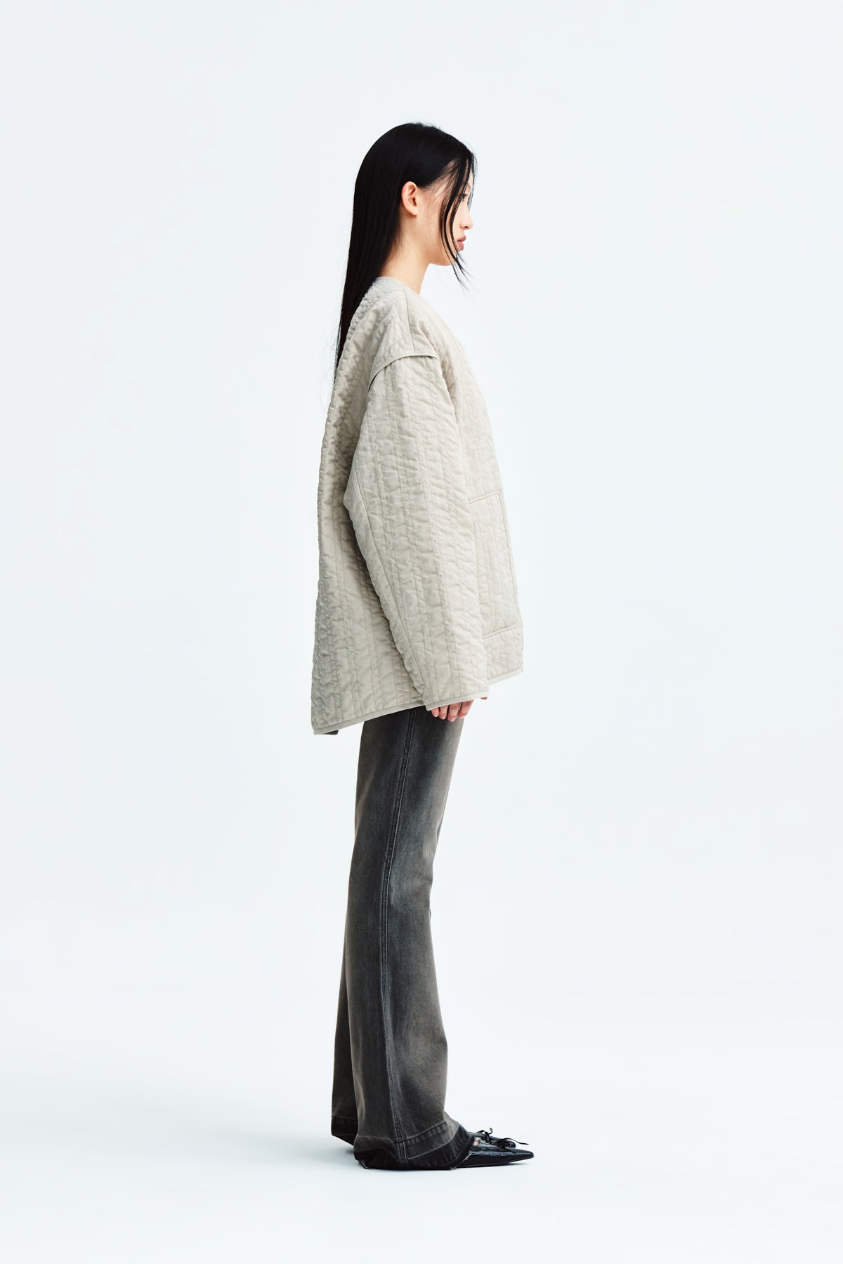 Matin Kim - Warm Up Quilting Jumper (Light Beige) product image 7 | TRAB K-Fashion Australia