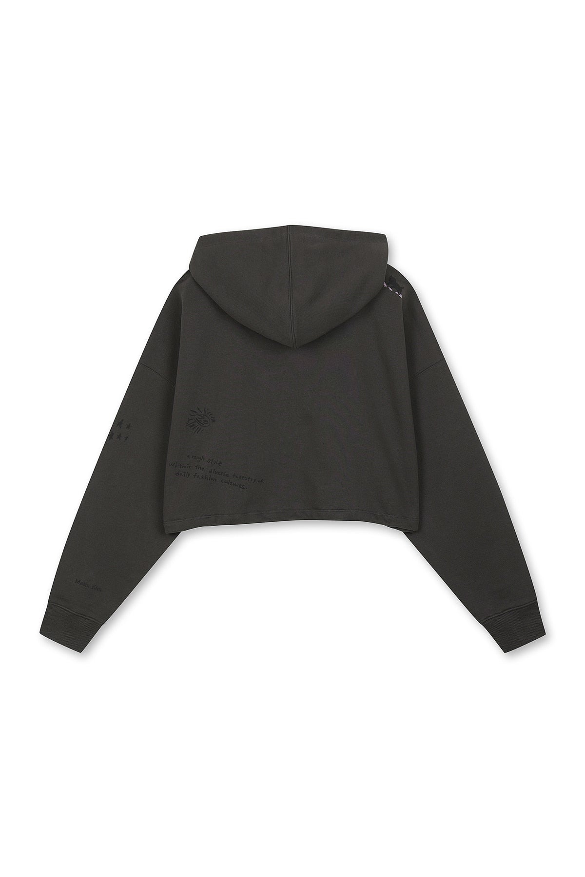 Matin Kim - Graffiti Artwork Crop Hoody Zip Up (Charcoal) product image 5 | TRAB K-Fashion Australia