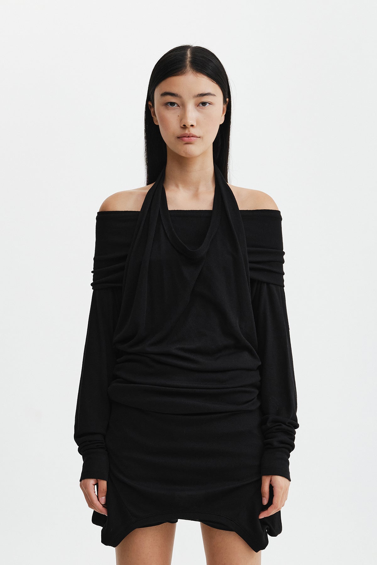 Matin Kim - Two Way Layered Jersey Dress (Black) product image 6 | TRAB K-Fashion Australia