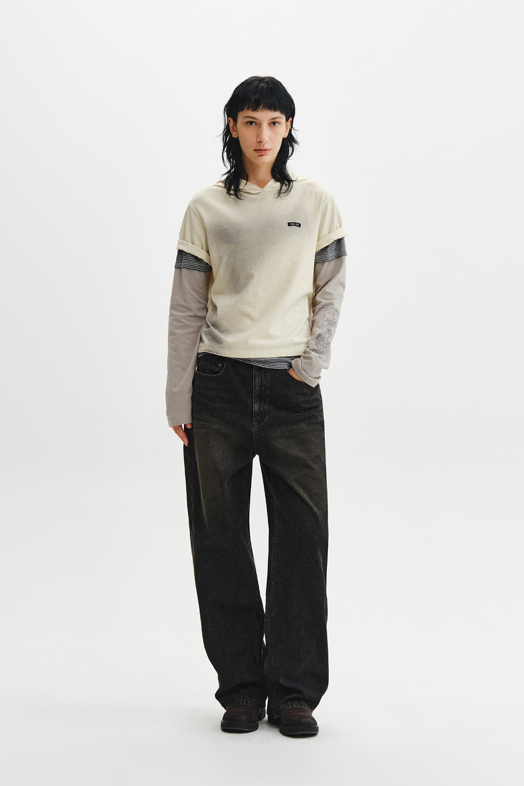 Matin Kim - Dust Washed Layered Hood Top (Butter) product image 10 | TRAB K-Fashion Australia