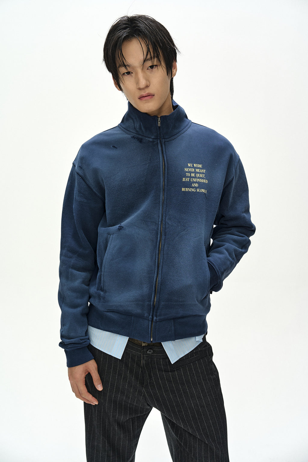 Andersson Bell - Frame 001 High-Neck Zip Up (navy) (Navy) product image 3 | TRAB K-Fashion Australia