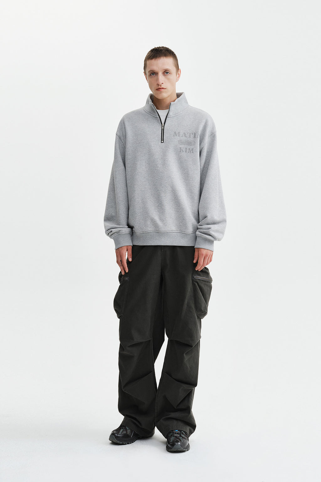 Matin Kim - Matin Logo Quarter Zip Up (Grey) product image 11 | TRAB K-Fashion Australia