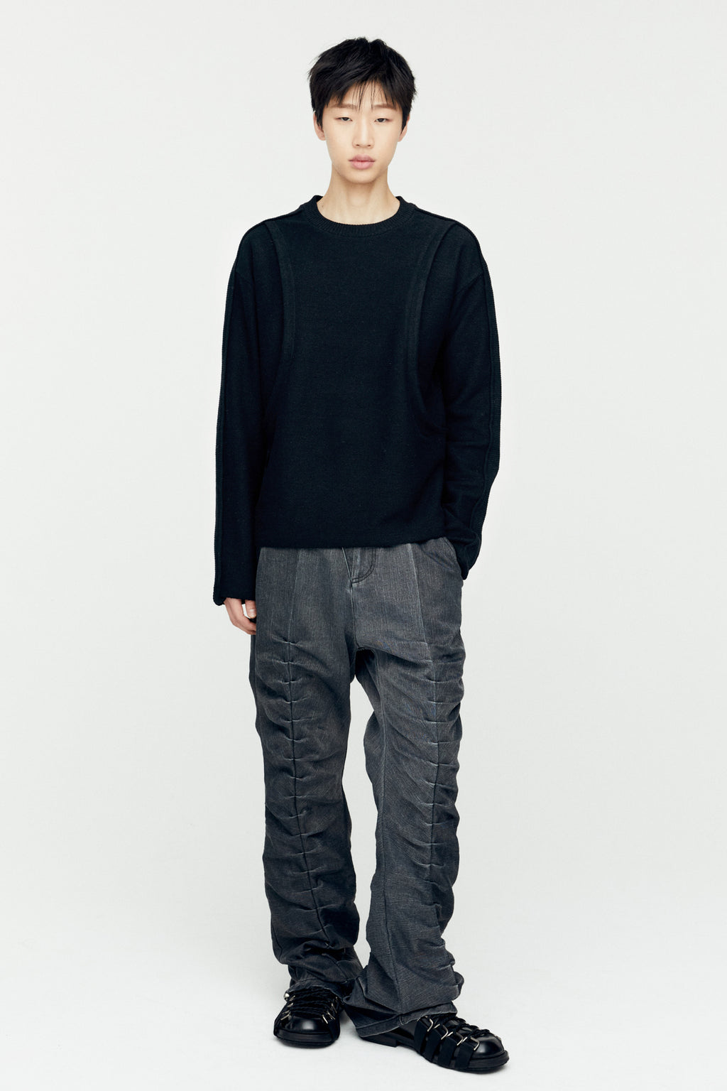 Andersson Bell - Rivoli Washed Tuck Pants (Washed Black) product image 5 | TRAB K-Fashion Australia