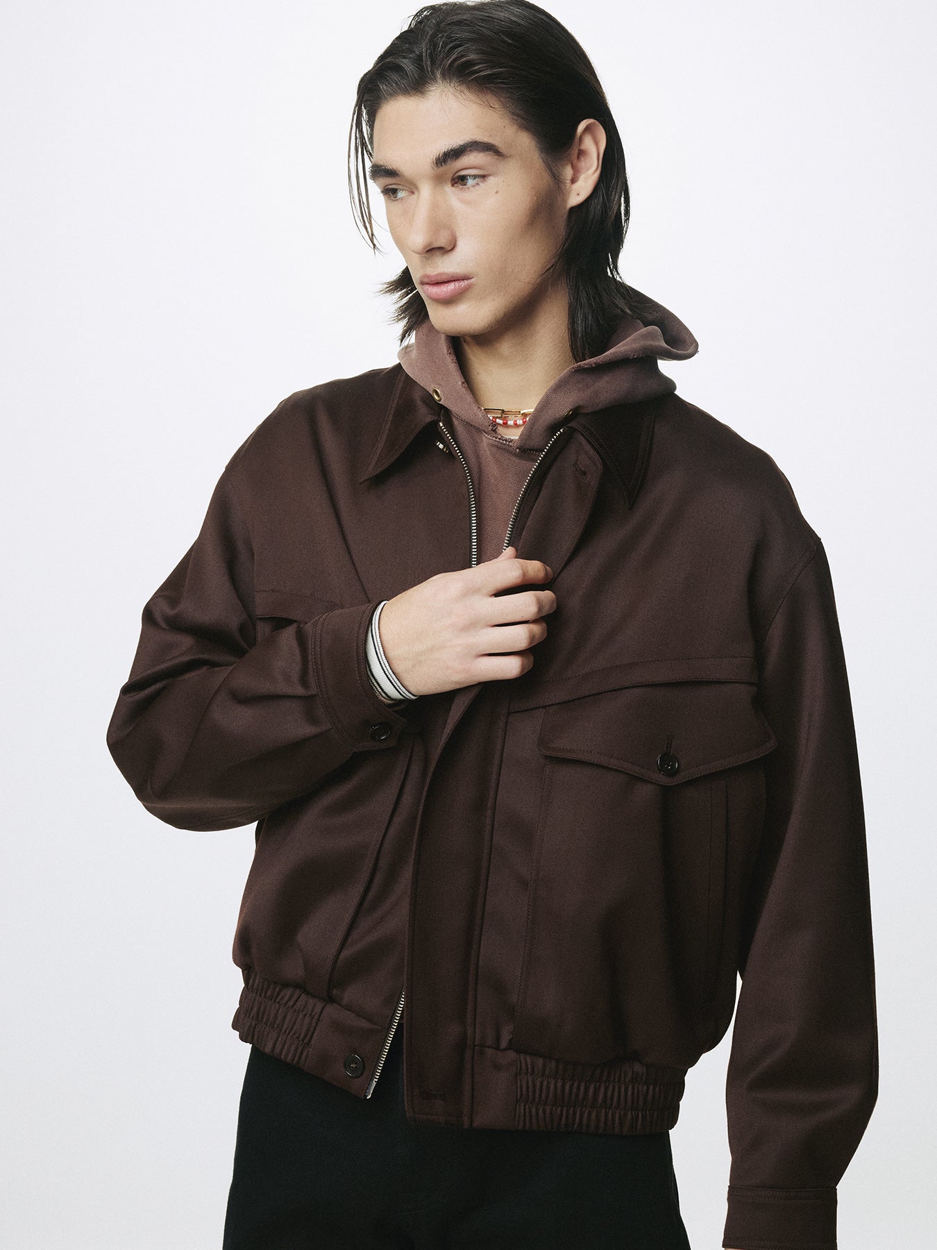 Tonywack - Wool Viscose Oversized Bomber Jacket (Dark Burgundy) product image 7 | TRAB K-Fashion Australia