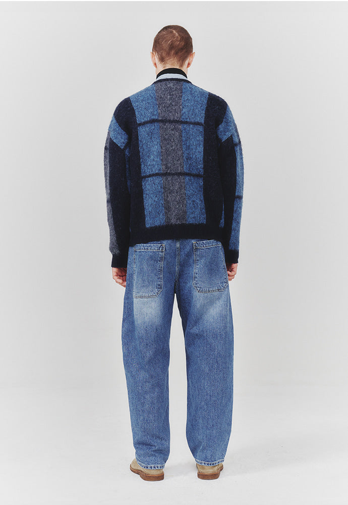 Art if acts - Mohair Ombre Check Cardigan (Dark Navy) product image 3 | TRAB K-Fashion Australia