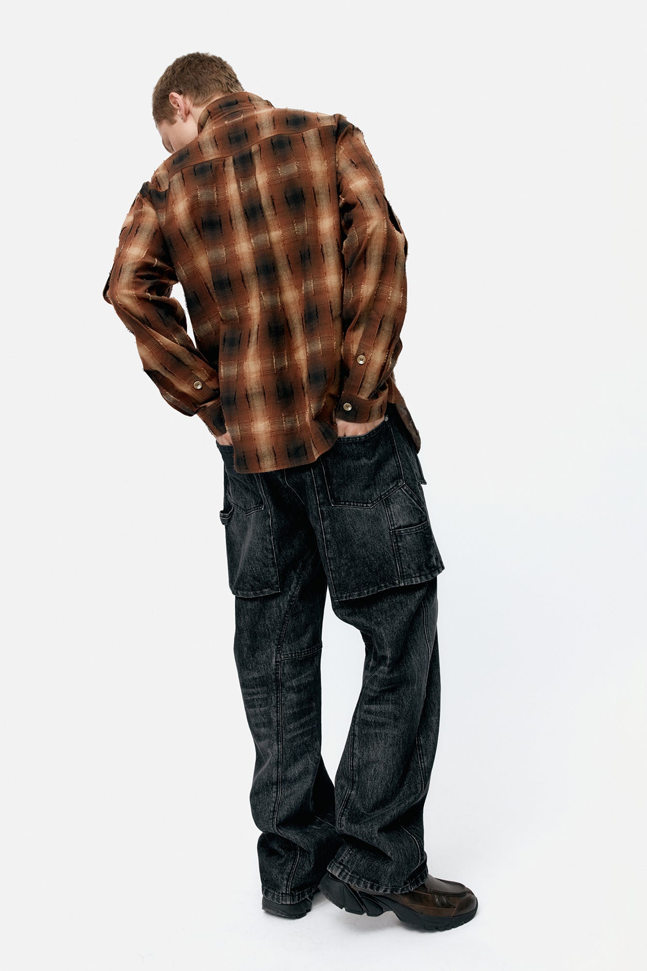 Andersson Bell - Unisex Raptor Layered Wide-Leg Jeans (Washed Black) product image 2 | TRAB K-Fashion Australia