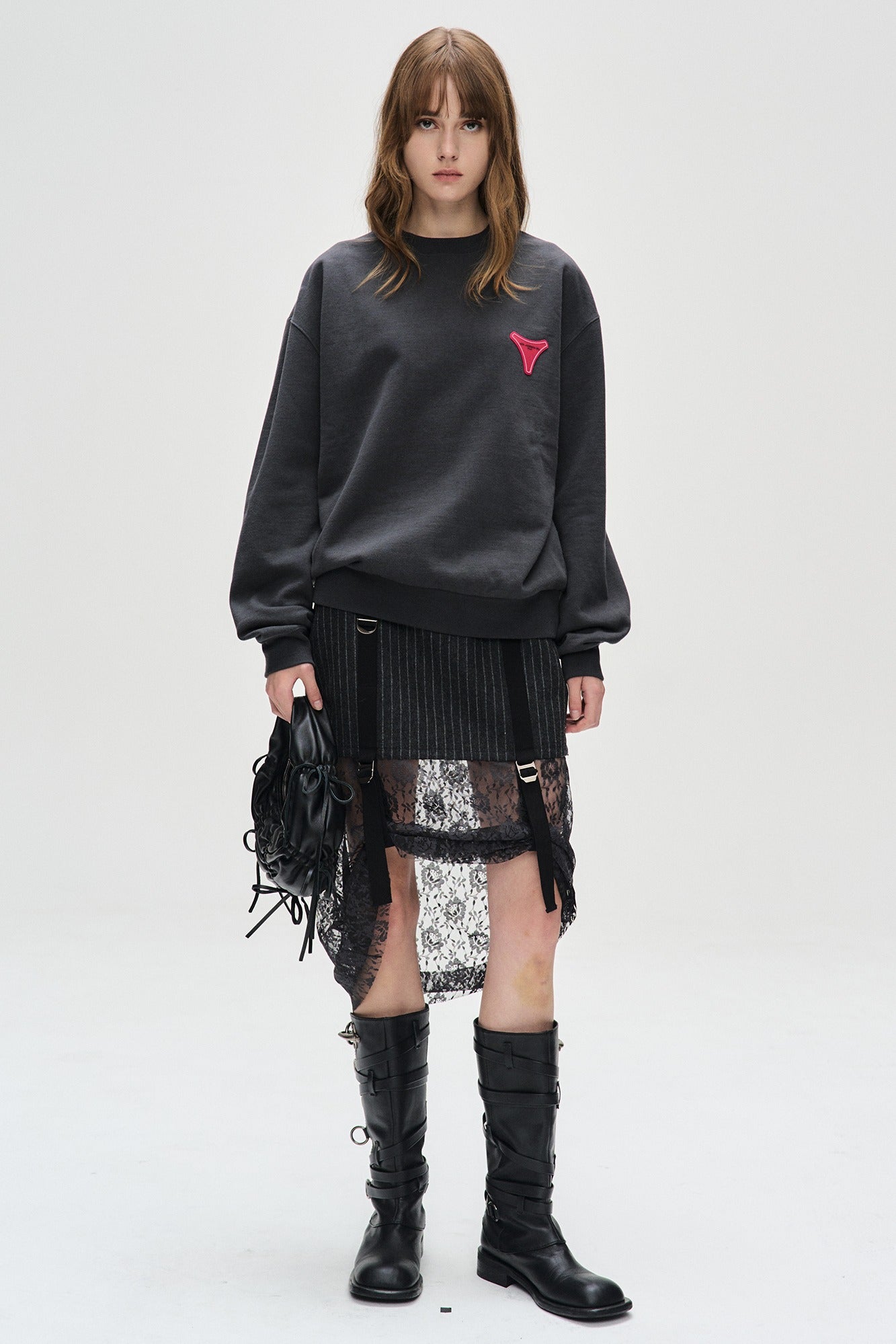Andersson Bell - Unisex Stool Patch Logo Sweatshirts (Charcoal) product image 1 | TRAB K-Fashion Australia