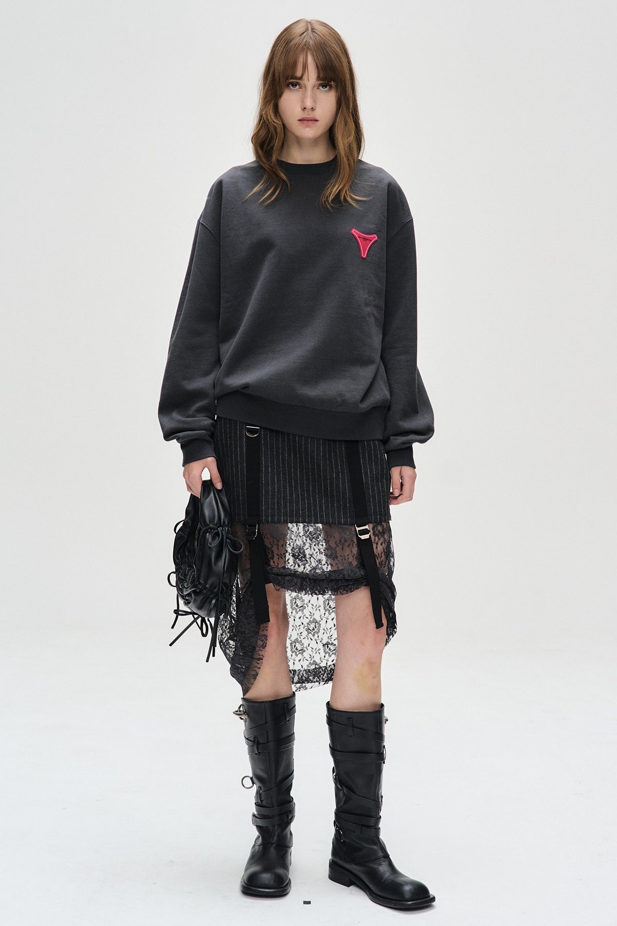 Andersson Bell - Unisex Stool Patch Logo Sweatshirts (Charcoal) product image 1 | TRAB K-Fashion Australia