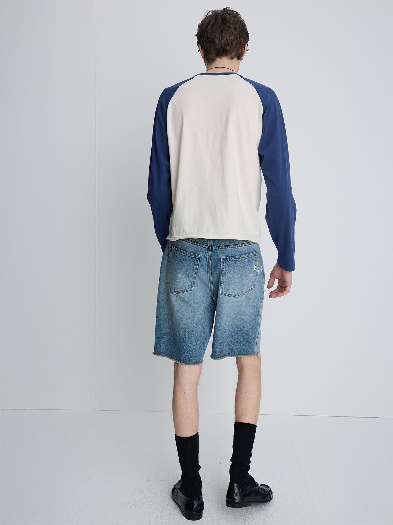 Tonywack - Hand-Painted Raw Hem Denim Shorts (Vintage Blue) product image 3 | TRAB K-Fashion Australia