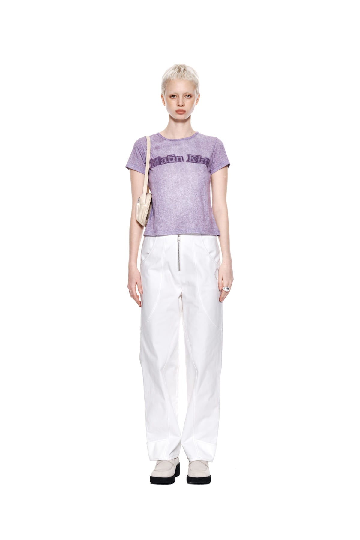Matin Kim - Wavy Stitch Zipper Cotton Pants (White) product image 5 | TRAB K-Fashion Australia
