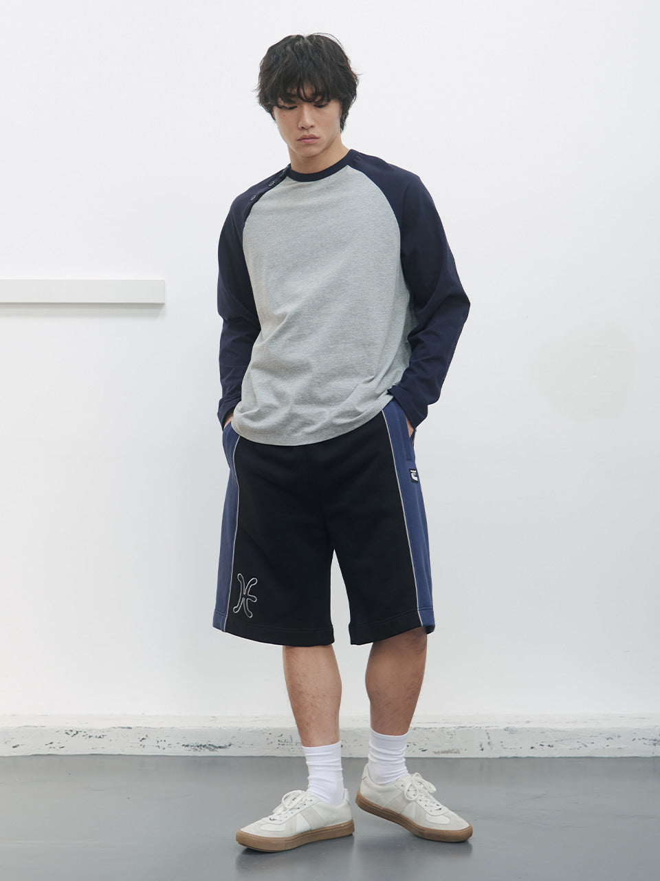 Kijun - Button Open Raglan Tee (Navy) product image 4 | TRAB K-Fashion Australia