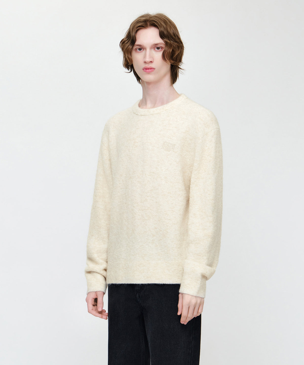 Marithe & Francois Girbaud - Small Classic Logo Boucle Knit Pullover (Ivory) product image 2 | TRAB K-Fashion Australia