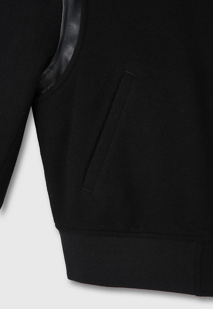 Tonywack - Leather-Trimmed Cropped Bomber Jacket (Black) product image 13 | TRAB K-Fashion Australia