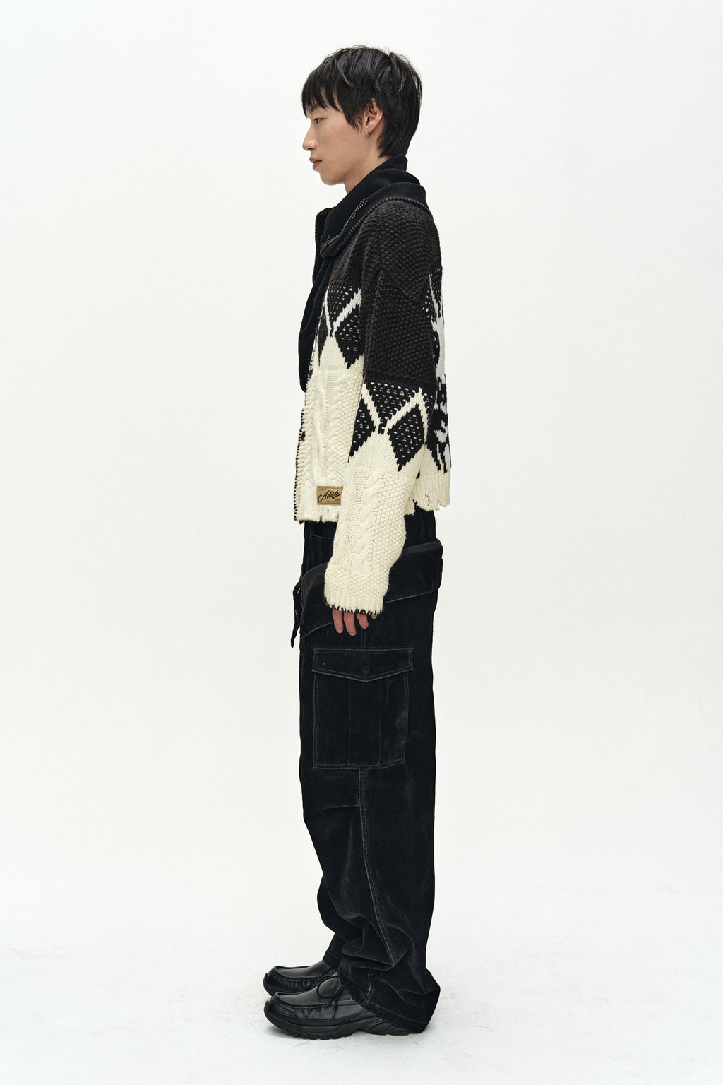 Andersson Bell - Argyle Heavy Wool Cardigan (Ecru/Black) product image 4 | TRAB K-Fashion Australia