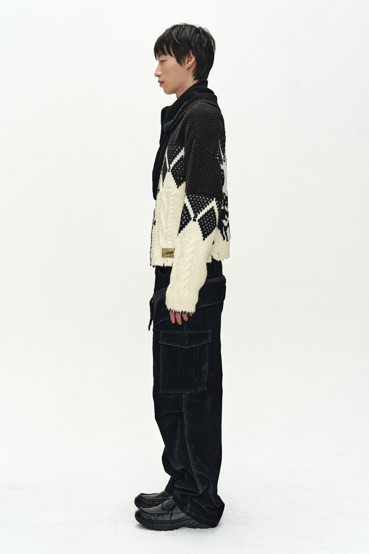 Andersson Bell - Argyle Heavy Wool Cardigan (Ecru/Black) product image 4 | TRAB K-Fashion Australia