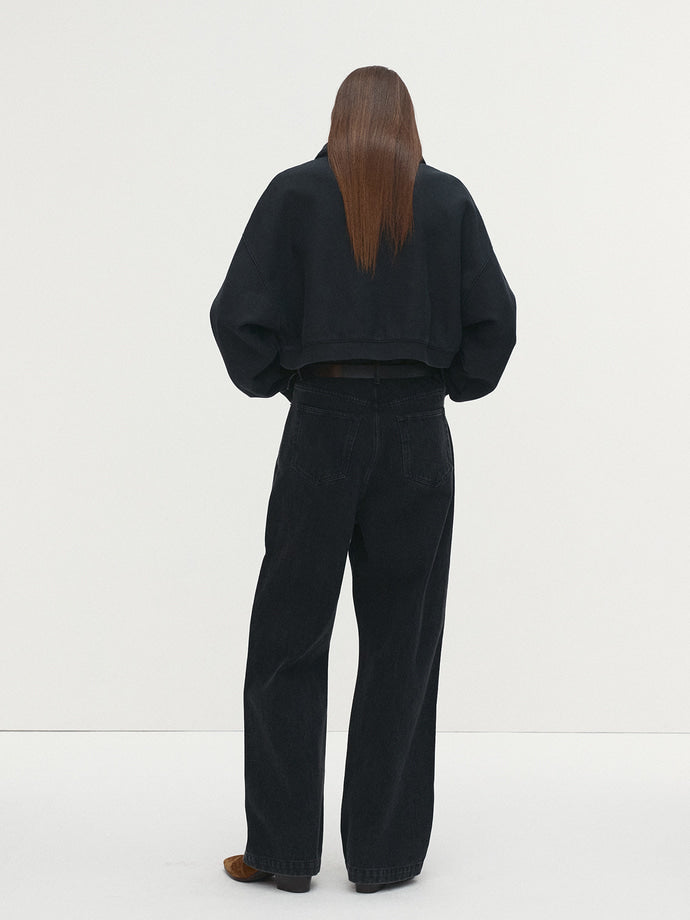 Tonywack - Garment-Dyed Cropped Zip Up Sweatshirt (Faded Black) product image 4 | TRAB K-Fashion Australia