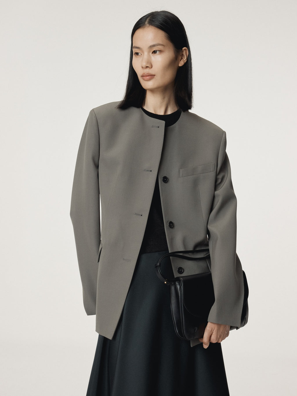 Recto - Collarless Single Jacket (Taupe Grey) product image 1 | TRAB K-Fashion Australia