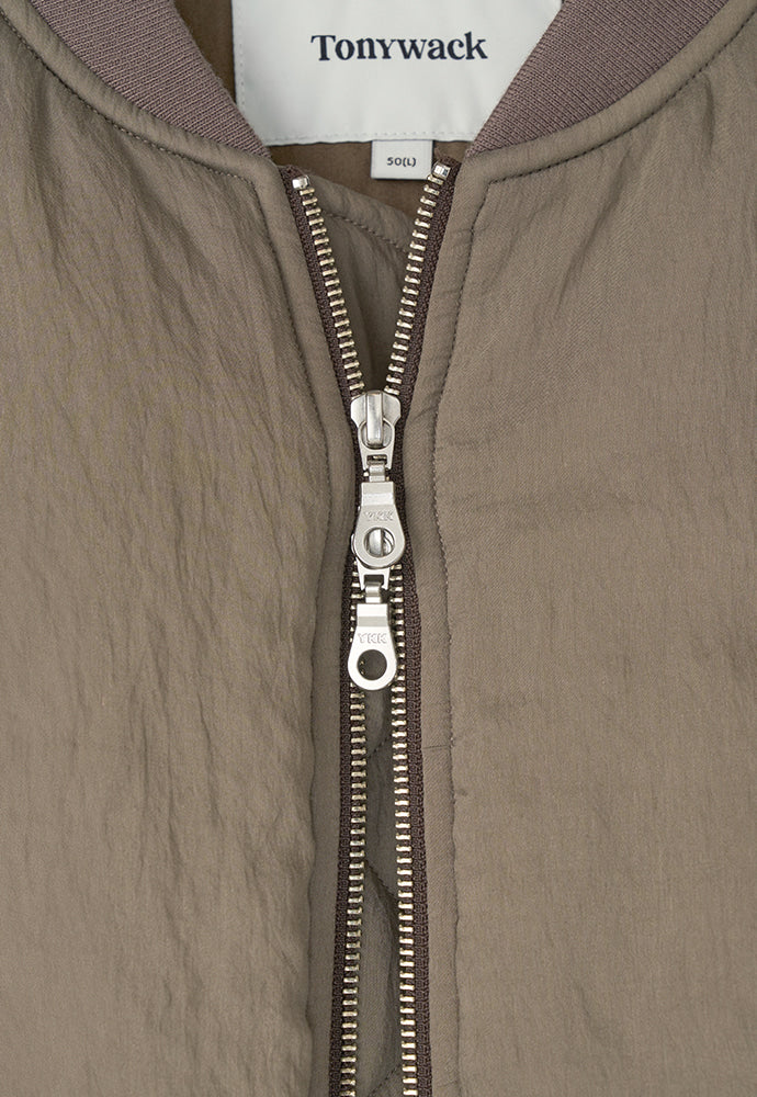 Tonywack - Silk Blend Brushed Bomber Jacket (Pale Olive) product image 14 | TRAB K-Fashion Australia